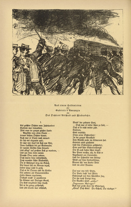 Hans Meid. From the Life of a Hero (Aus einem Heldenleben) (headpiece, p. 172) from the periodical Kriegszeit. Künstlerflugblätter, vol. 1, no. 43 (9 June 1915). 1915
