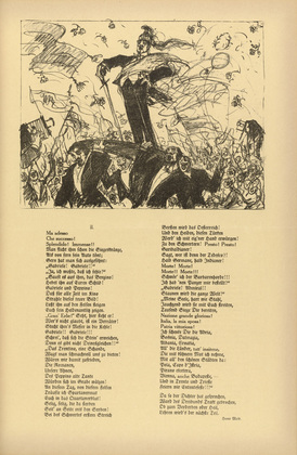 Hans Meid. From the Life of a Hero (Aus einem Heldenleben)  (headpiece, p. 173) from the periodical Kriegszeit. Künstlerflugblätter, vol. 1, no. 43 (9 June 1915). 1915