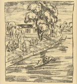 Oskar Nerlinger. Hospital in Südende (Lazarett in Südende) (plate, p. 174) from the periodical Kriegszeit. Künstlerflugblätter, no. 43 (9 June 1915). 1915
