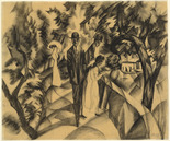 August Macke. Promenade on the Bridge (Spaziergang auf der Brücke). 1913