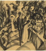 August Macke. Promenade on the Bridge (Spaziergang auf der Brücke). 1913