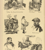 Friedrich Tischler. Sheet of Sketches from Menin (Skizzenblatt aus Menin) (plate, p. 176) from the periodical Kriegszeit. Künstlerflugblätter, vol. 1, no. 44 (17 June 1915). 1915
