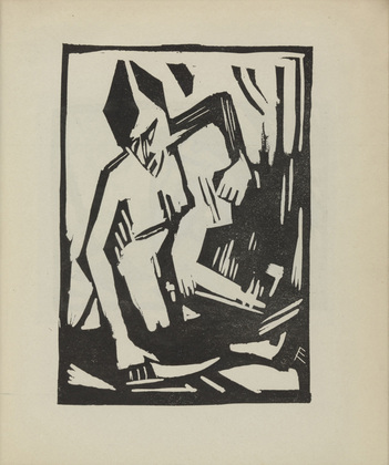 Ernst Ewerbeck. Untitled (Seated Nude) (plate, number 1) from the periodical Der schwarze Turm, vol. 1, no. 5 (Sept 1919). 1919