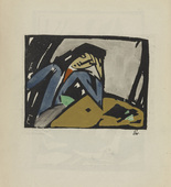 Ernst Ewerbeck. Untitled (Woman at a Table) (plate, number 2) from the periodical Der schwarze Turm, vol. 1, no. 5 (Sept 1919). 1919