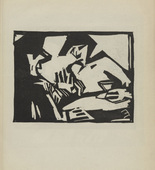 Ernst Ewerbeck. Untitled (Two Men in the Café) (plate, number 3) from the periodical Der schwarze Turm, vol. 1, no. 5 (Sept 1919). 1919