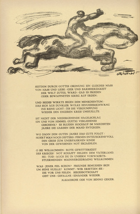 Otto Hettner. Headpiece (p. 180) from the periodical Kriegszeit. Künstlerflugblätter, vol. 1, no. 45 (24 June 1915). 1915