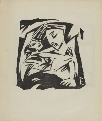 Ernst Ewerbeck. Untitled (Two Figures) (plate, number 8) from the periodical Der schwarze Turm, vol. 1, no. 5 (Sept 1919). 1919