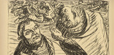 Ernst Barlach. And If the World Were Full of Devils! (Und wenn die Welt voll Teufel wär!) (plate, p. 184) from the periodical Kriegszeit. Künstlerflugblätter, vol. 1, no. 46 (1 July 1915). 1915