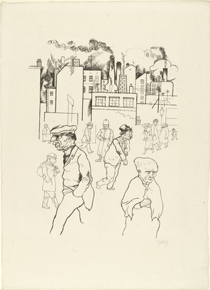 George Grosz. Outside the Factories (Vor den Fabriken) from In the Shadows (Im Schatten). (1920/21, published 1921)