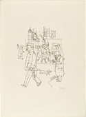 George Grosz. Matchseller and Patrol (Streichholzverkäufer und Doppelstreife) from In the Shadows (Im Schatten). (1920/21, published 1921)