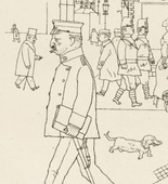 George Grosz. Matchseller and Patrol (Streichholzverkäufer und Doppelstreife) from In the Shadows (Im Schatten). (1920/21, published 1921)
