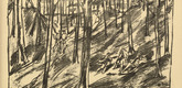 Oskar Nerlinger. In the Grunewald (Im Grunewald) (headpiece, p. 185) from the periodical Kriegszeit. Künstlerflugblätter, vol. 1, no. 46 (1 July 1915). 1915