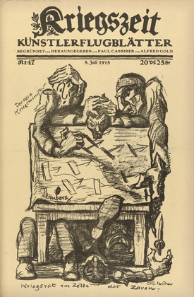 Otto Hettner. War Council in the Tent of the Czar (Kriegsrat im Zelte des Zaren) (in-text plate, p. 187) from the periodical Kriegszeit. Künstlerflugblätter, vol. 1, no. 47 (8 July 1915). 1915