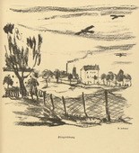 Franz Heckendorf. Aviation Training (Fliegerübung) (headpiece, p. 189) from the periodical Kriegszeit. Künstlerflugblätter, vol. 1, no. 47 (8 July 1915). 1915