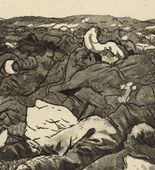 Otto Dix. Evening on the Wijtschaete Plain (November 1917) [Abend in der Wijtschaete-Ebene (November 1917)] from The War (Der Krieg). (1924)