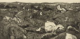 Otto Dix. Evening on the Wijtschaete Plain (November 1917) [Abend in der Wijtschaete-Ebene (November 1917)] from The War (Der Krieg). (1924)