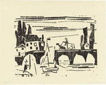 Lyonel Feininger. Wagon Crossing a Bridge (Wagen auf einer Brücke). (1918)