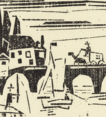 Lyonel Feininger. Wagon Crossing a Bridge (Wagen auf einer Brücke). (1918)