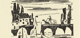 Lyonel Feininger. Wagon Crossing a Bridge (Wagen auf einer Brücke). (1918)