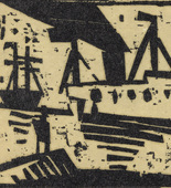 Lyonel Feininger. Ships (with Man on a Pier) (Schiffe [mit Mann auf einer Mole]). (1920)