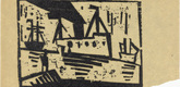 Lyonel Feininger. Ships (with Man on a Pier) (Schiffe [mit Mann auf einer Mole]). (1920)