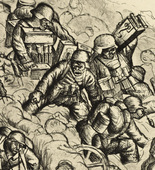 Otto Dix. Machine-Gun Squad Advances (Somme, November 1916) [Maschinengewehrzug geht vor (Somme, November 1916)] from The War (Der Krieg). (1924)