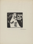 Josef Achmann. Lovers (Liebespaare) (plate, number 1) from the periodical Der schwarze Turm, vol. 1, no. 7 (Feb 1920). 1920