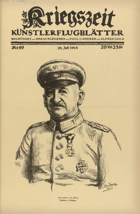 Valer von Ferenczy. Army Commander in the East. Excellency von Linsingen (Heerführer im Osten. Exzellenz von Linsingen) (in-text plate, p. 195) from the periodical Kriegszeit. Künstlerflugblätter, vol. 1, no. 49 (28 July 1915). 1915