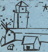 Lyonel Feininger. Church with Houses, Tree and Star, Deep (Kirche mit Häusern, Baum und Stern, Deep). (1933)
