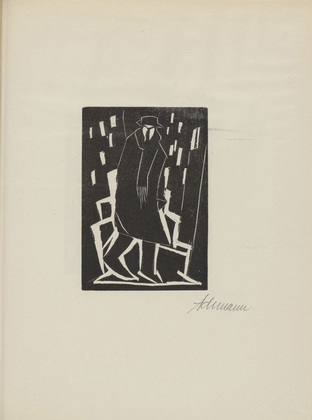 Josef Achmann. The Shawl (Der Shawl) (plate, number 2) from the periodical Der schwarze Turm, vol. 1, no. 7 (Feb 1920). 1920