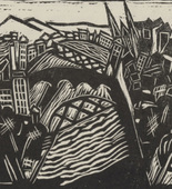 Josef Achmann. Bridges (Brücken) (plate, number 5) from the periodical Der schwarze Turm, vol. 1, no. 7 (Feb 1920). 1920