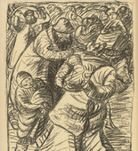 Ernst Barlach. Evacuation (Evakuierung) (plate, p. 200) from the periodical Kriegszeit. Künstlerflugblätter, vol. 1, no. 50 (5 Aug 1915). 1915
