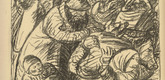 Ernst Barlach. Evacuation (Evakuierung) (plate, p. 200) from the periodical Kriegszeit. Künstlerflugblätter, vol. 1, no. 50 (5 Aug 1915). 1915
