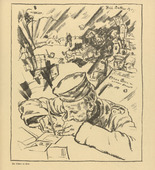 Erich Büttner. Poet in the Fields (Der Dichter im Felde) (headpiece, p. 201) from the periodical Kriegszeit. Künstlerflugblätter, vol. 1, no. 50 (5 Aug 1915). 1915