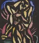 Martin Schwemer. Untitled (Couple with Kneeling Nude) (plate, number 3) from the periodical Der schwarze Turm, vol. 1, no. 8 (Mar 1920). 1920