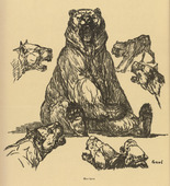August Gaul. The Bear Held at Bay (Der gestellte Bär) (plate, p. 202) from the periodical Kriegszeit. Künstlerflugblätter, vol. 1, no. 50 (5 Aug 1915). 1915