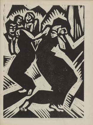 Martin Schwemer. Untitled (Two Dancers) (plate, number 5) from the periodical Der schwarze Turm, vol. 1, no. 8 (Mar 1920). 1920