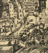 Wilhelm Wagner. In the Neutral Country (Im neutralen Land) (plate, p. 204) from the periodical Kriegszeit. Künstlerflugblätter, vol. 1, no. 51 (17 Aug 1915). 1915