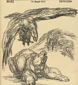 August Gaul. Glider Flight in the East (Gleitflug im Osten) (in-text plate, p. 207) from the periodical Kriegszeit. Künstlerflugblätter, vol. 1, no. 52 (31 Aug 1915). 1915