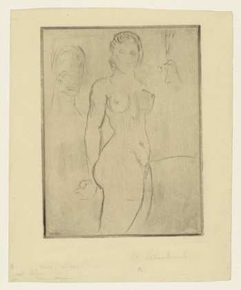 Wilhelm Lehmbruck. Female Nude with Male Heads (Weiblicher Akt mit Männerköpfen). (1912)
