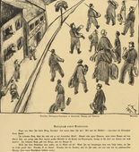 József Arpád Murmann. German Prisoner Transport in France: Exodus from Chartres (Deutscher Gefangenentransport in Frankreich: Auszug aus Chartres) (headpiece, p. 208) from the periodical Kriegszeit. Künstlerflugblätter, vol. 1, no. 52 (31 Aug 1915). 1915