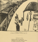 József Arpád Murmann. German Prisoner Transport in France: Journey to the South (Deutscher Gefangenentransport in Frankreich: Fahrt nach dem Süden) (headpiece, p. 209) from the periodical Kriegszeit. Künstlerflugblätter, vol. 1, no. 52 (31 Aug 1915). 1915