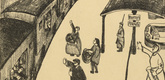 József Arpád Murmann. German Prisoner Transport in France: Journey to the South (Deutscher Gefangenentransport in Frankreich: Fahrt nach dem Süden) (headpiece, p. 209) from the periodical Kriegszeit. Künstlerflugblätter, vol. 1, no. 52 (31 Aug 1915). 1915