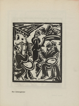 Bernhard Klein. The Newspaper Reader (Der Zeitungsleser) (plate, page 5) from the periodical Der schwarze Turm, vol. 1, no. 2 (Apr 1919). 1919