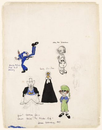 Lyonel Feininger. Studies for the comic The Kin-der-Kids. (1906)