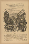 Waldemar Rösler. Wandering Through the Trenches at Night (Nächtliche Wanderung in den Schützengräben) (headpiece, p. 216) from the periodical Kriegszeit. Künstlerflugblätter, vol. 1, no. 54 (1 Oct 1915). 1915