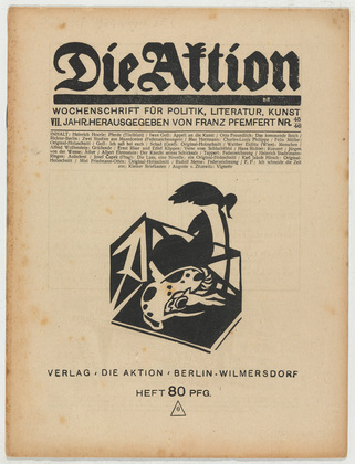 Heinrich Hoerle, Conrad Felixmüller, Christian Schad, Karl Jacob Hirsch, Marie Rosalie (Mitzi) Friedmann-Otten, Josef Capek, Augusta von Zitzewitz. Die Aktion, vol. 7, no. 45/46. November 17, 1917