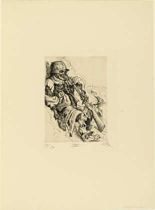 Otto Dix. Dead Sentry in the Trench (Toter Sappenposten) from The War (Der Krieg). (1924)
