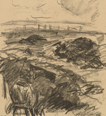 Waldemar Rösler. Artillery Shells Undigging the Dead (Die Granaten decken die Begrabenen wieder auf) (plate, p. 218) from the periodical Kriegszeit. Künstlerflugblätter, vol. 1, no. 54 (1 Oct 1915). 1915