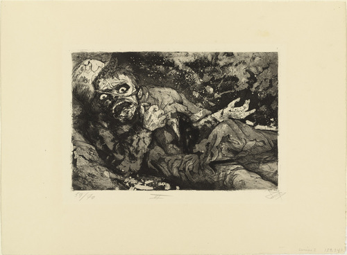 Otto Dix. Wounded Man (Autumn 1916, Bapaume) [Verwundeter (Herbst 1916, Bapaume)]  from The War (Der Krieg). (1924)